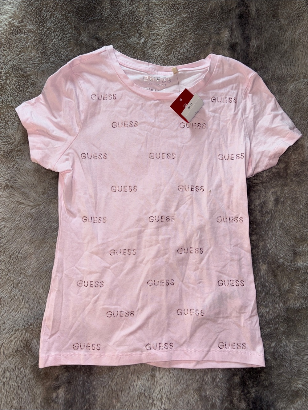 Guess Light Pink Logo Stud Tee